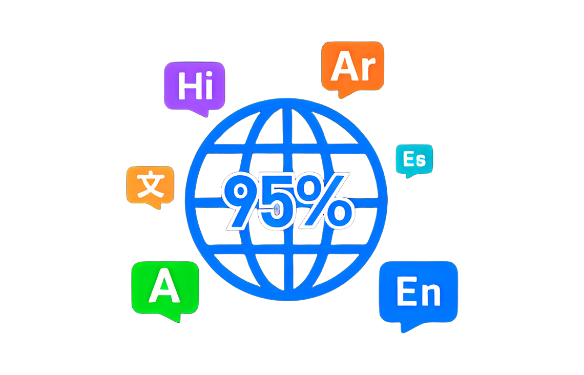 支持20多种语言，覆盖全球95%人群